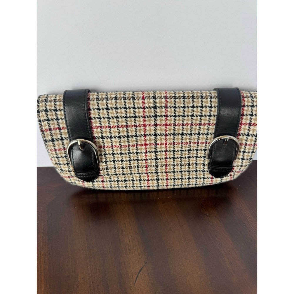 Ann Taylor Loft Tweed Plaid Small‎ Shoulder Bag Clutch Buckle Detail